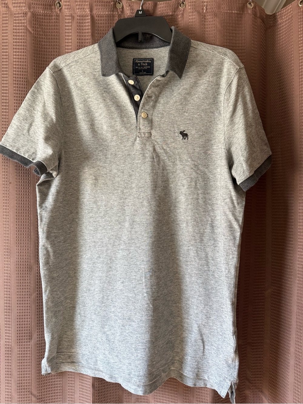 Abercrombie & Fitch Gray Polo with Dark Charcoal Trim